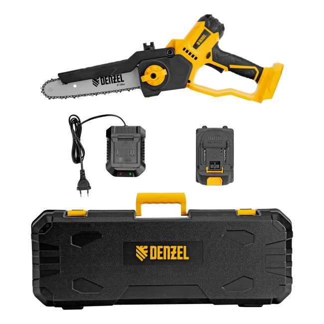 Цепная мини-пила аккумуляторная СCS-200BL, шина 200 мм, Li-Ion, 20 В Denzel