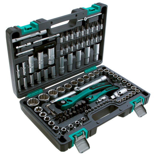 Набор инструментов 1/2", 1/4", CrV 109 предмета Stels Набор инструментов 1/2", 1/4", CrV 109 предмета Stels