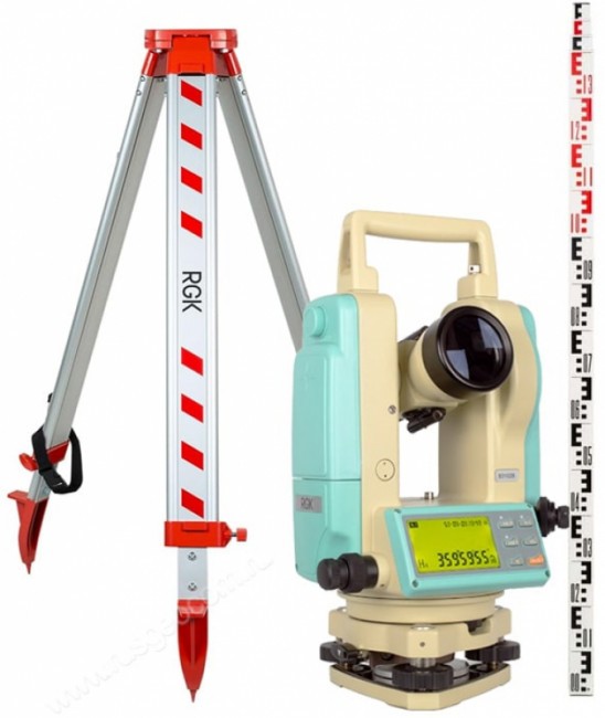 Комплект теодолит RGK T-05 (лазерный отвес) штатив рейка - 3 в 1 Комплект теодолит RGK T-05 (лазерный отвес) штатив рейка - 3 в 1