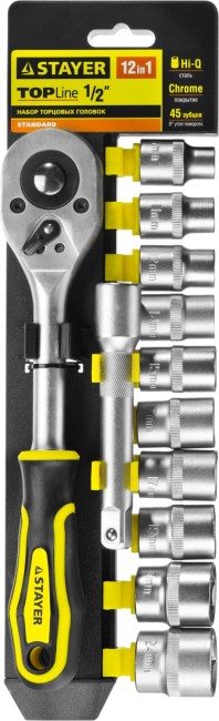 STAYER RSS 12L, 12 предм., (1/2″), набор торцовых головок (27750-H12) STAYER RSS 12L, 12 предм., (1/2″), набор торцовых головок (27750-H12)