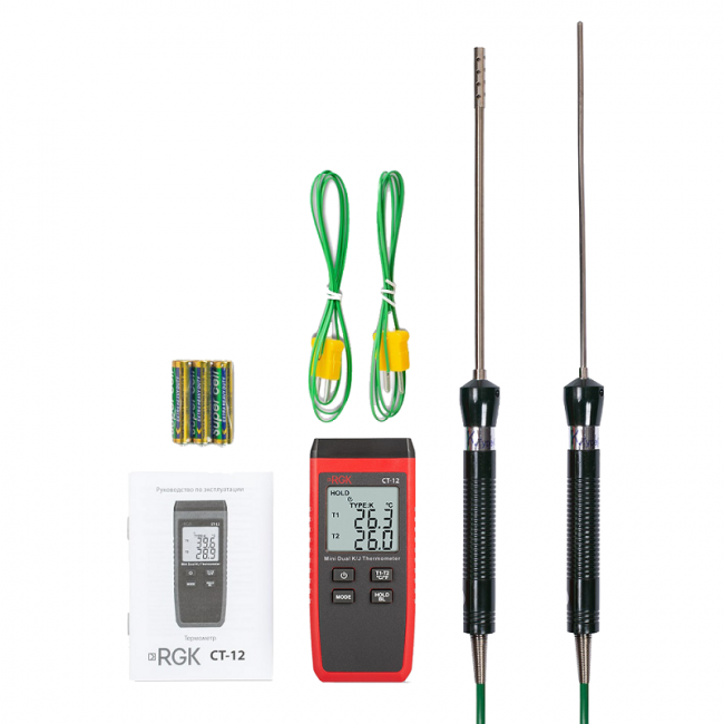 Термометр RGK CT-12 с зондом температуры воздуха TR-10A и погружным зондом температуры TR-10W Термометр RGK CT-12 с зондом температуры воздуха TR-10A и погружным зондом температуры TR-10W