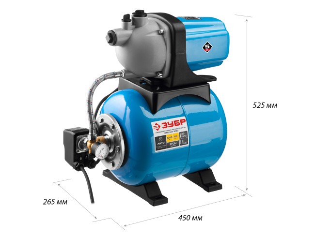 Автоматическая насосная станция НАС-М3-1200 ЗУБР 1200 Вт, бак 20 л Автоматическая насосная станция НАС-М3-1200 ЗУБР 1200 Вт, бак 20 л