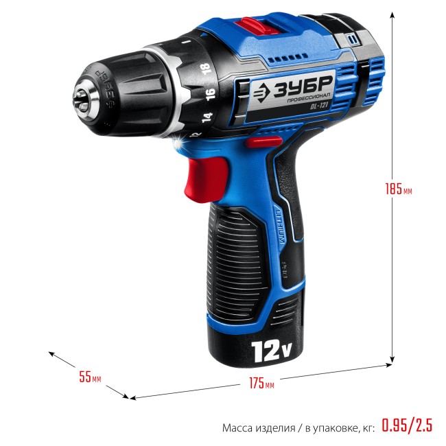 Дрель-шуруповерт + LED фонарь DL-121-22 ЗУБР 2 АКБ Дрель-шуруповерт + LED фонарь DL-121-22 ЗУБР 2 АКБ