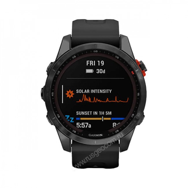 Часы Garmin Fenix 7S Solar серый с черным силиконовым ремешком Часы Garmin Fenix 7S Solar серый с черным силиконовым ремешком